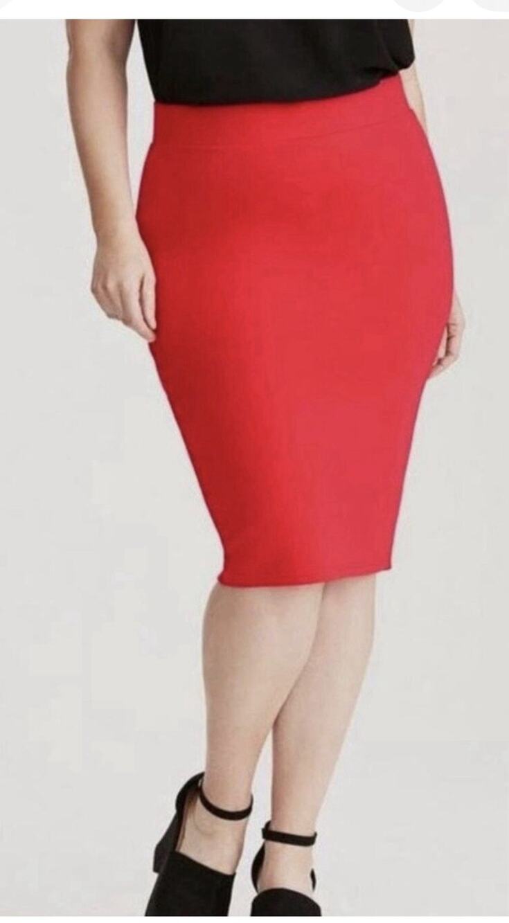 Torrid Red Studio Luxe Ponte Pencil Skirt Bodycon Fitted Stretch Plus Size 1 1X